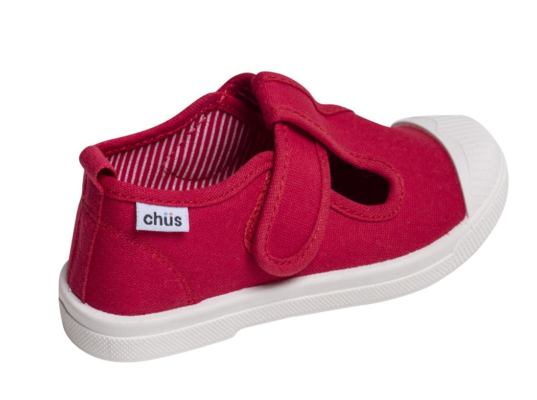 Chus Shoes - Girls & Boys Chris Canvas Velcro T-Strap - Red