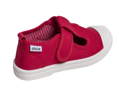 Chus Shoes - Girls & Boys Chris Canvas Velcro T-Strap - Red