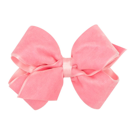 Wee Ones Girls Velvet / Satin Overlay Bow - Blush Pink
