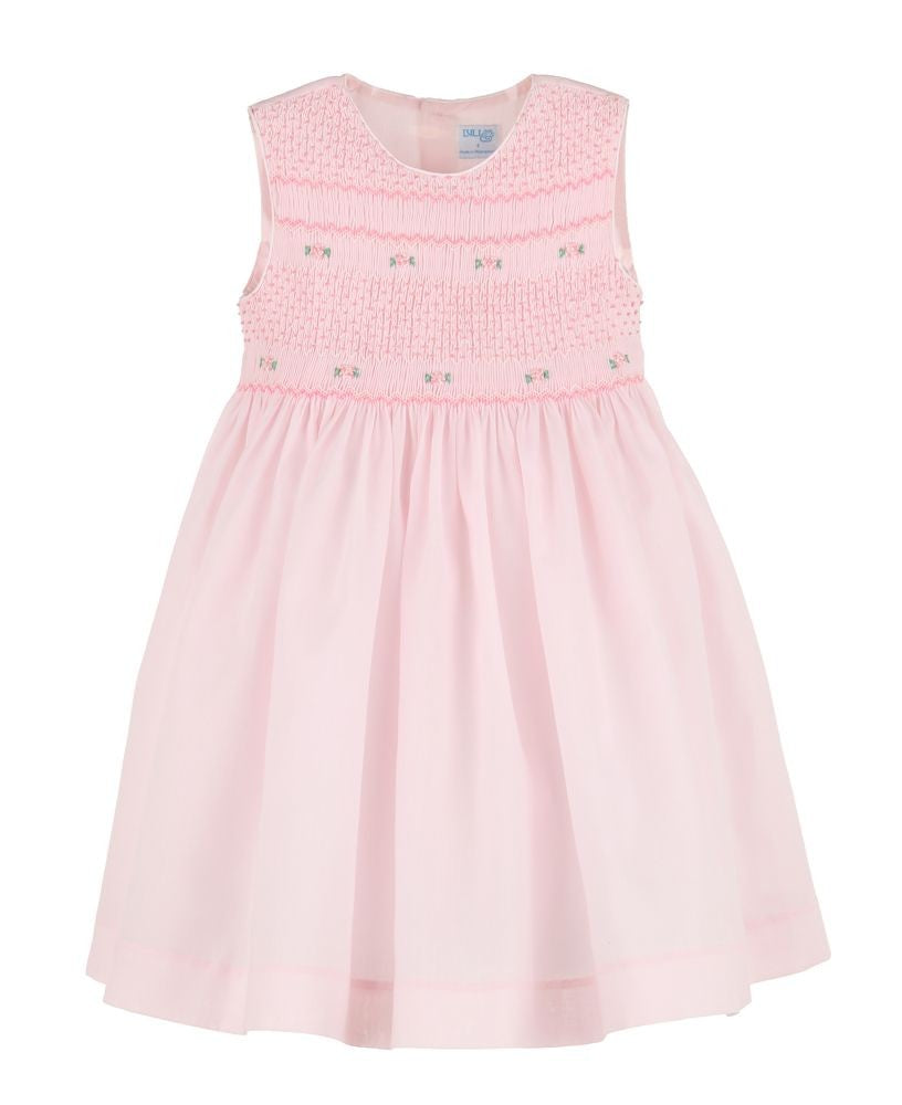 Luli & Me Girls Enchanting Full Smocked Dress - Pink