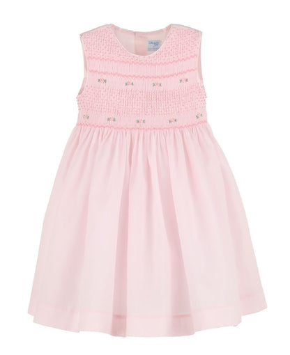 Luli & Me Girls Enchanting Full Smocked Dress - Pink