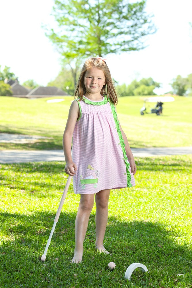 Trotter Street Kids Girls Pink & Green Golf Dress