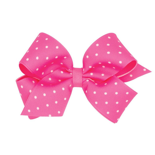 Wee Ones Girls Grosgrain Hair Bow - Tiny Dots - Hot Pink