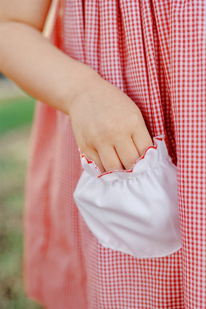 Proper Peony Girls Red Gingham Braeburn Apples Dress