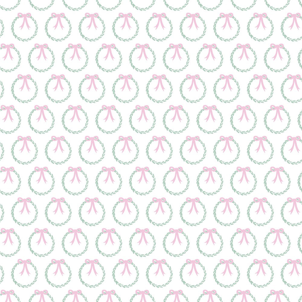 Lila & Hayes Girls Madeline Lounge Dress - Pink Christmas Holiday Wreath by Lila & Hayes