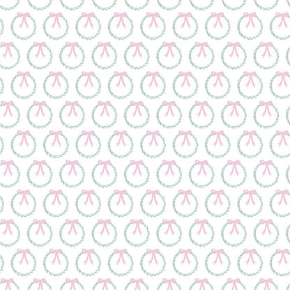 Lila & Hayes Girls Madeline Lounge Dress - Pink Christmas Holiday Wreath by Lila & Hayes