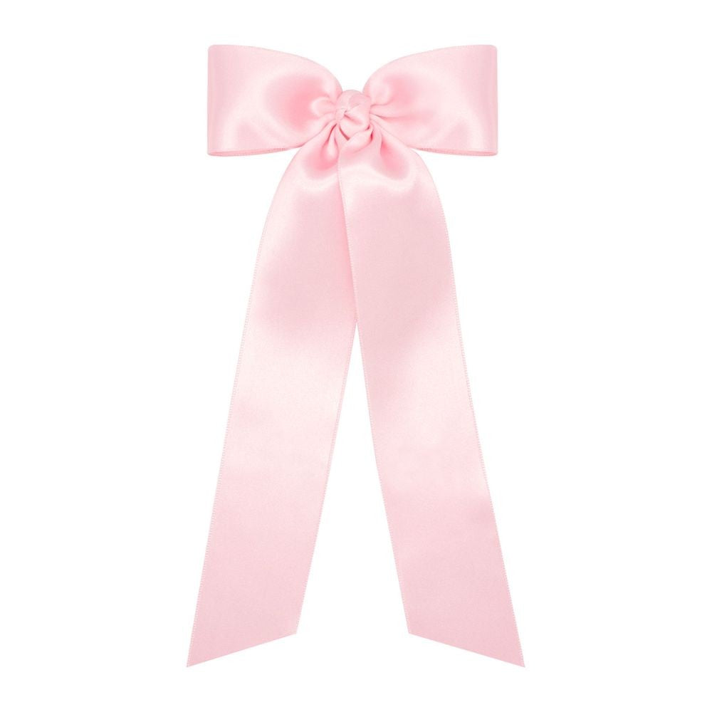 Wee Ones Girls French Satin Bow with Streamer Tails - Light Pink
