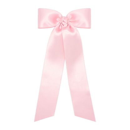 Wee Ones Girls French Satin Bow with Streamer Tails - Light Pink