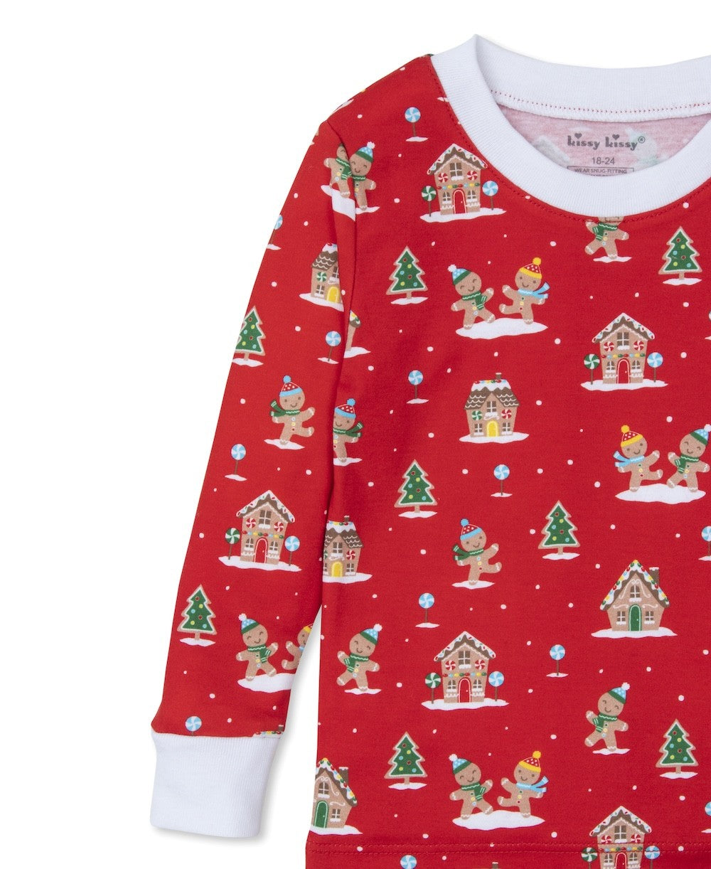 Kissy Kissy Snug Fit Pajamas - Red Christmas Gingerbread Joy