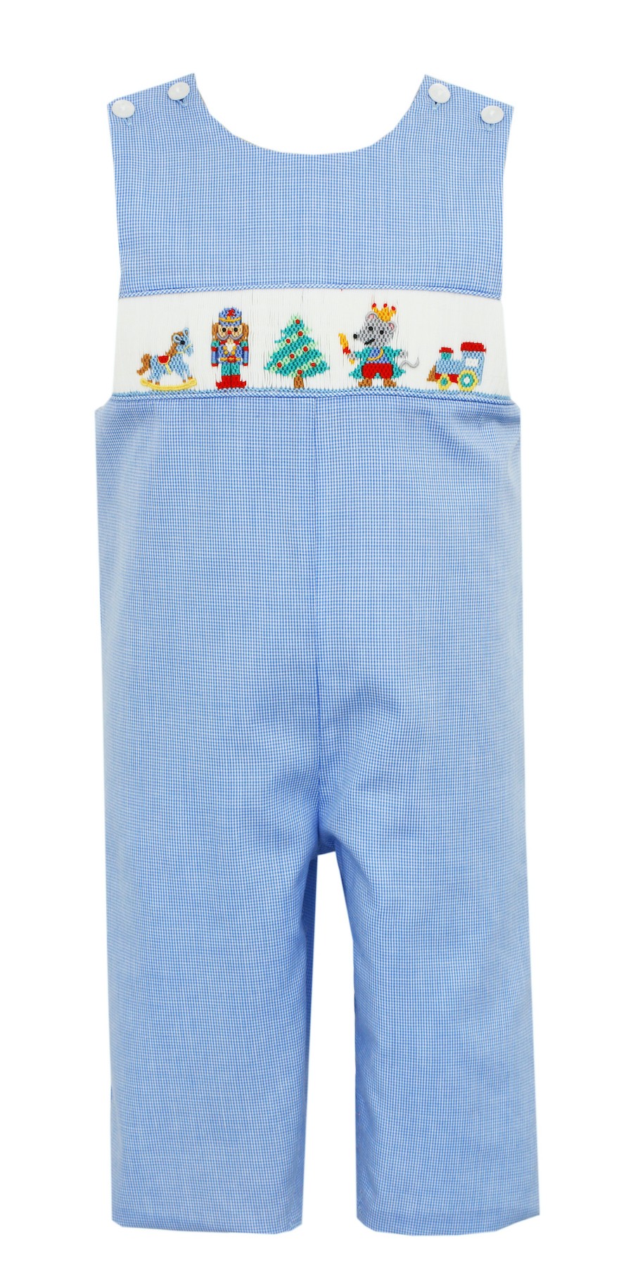 Petit Bebe Boys Blue Check Smocked Christmas Nutcracker Longall by Petit Bebe