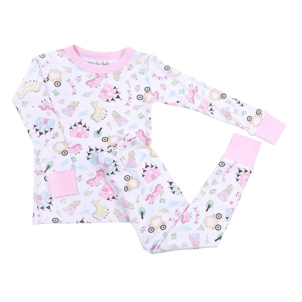 Magnolia Baby Little Girls Pink Princess Long Pajamas
