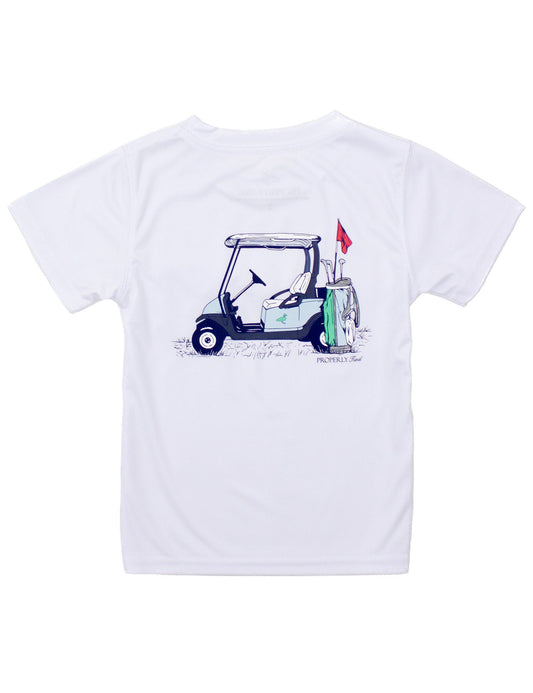 Properly Tied Boys Performance Tee Shirt - Back Graphic - Country Club on White by Properly Tied