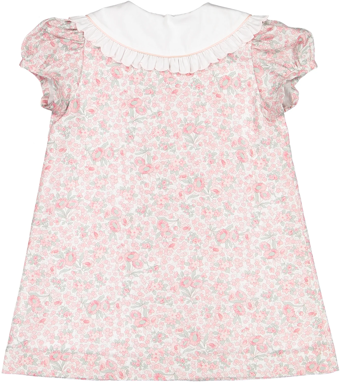 Sal & Pimenta Girls Pink Floral Winter Wonderland Dress with White Collar by Sal & Pimenta