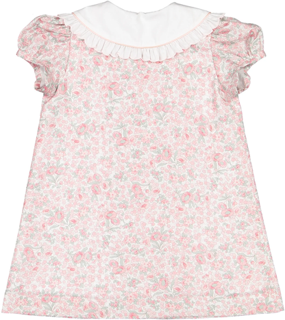 Sal & Pimenta Girls Pink Floral Winter Wonderland Dress with White Collar by Sal & Pimenta