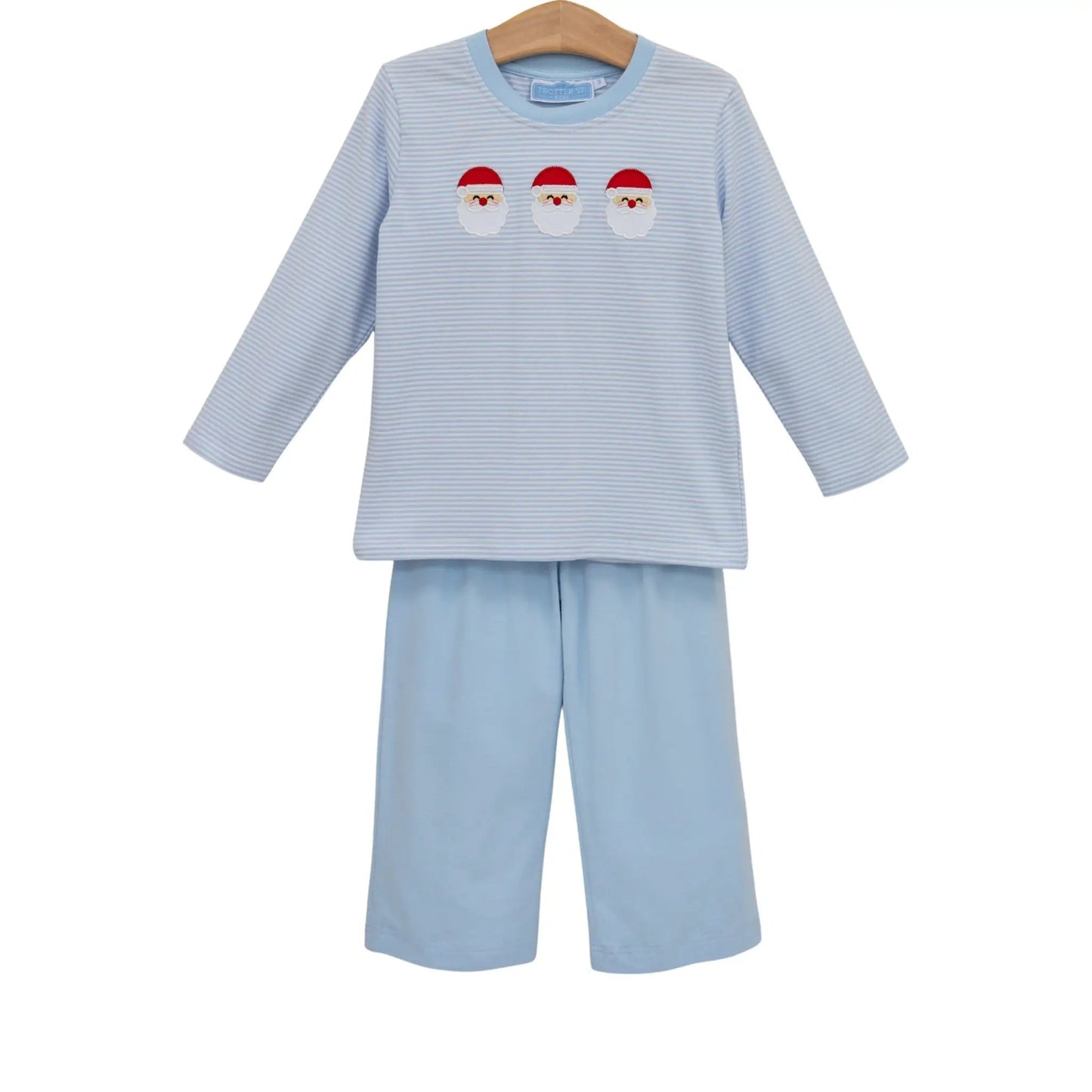 Trotter Street Kids Boys Blue Santa Trio Pant Set by Trotter Street Kids