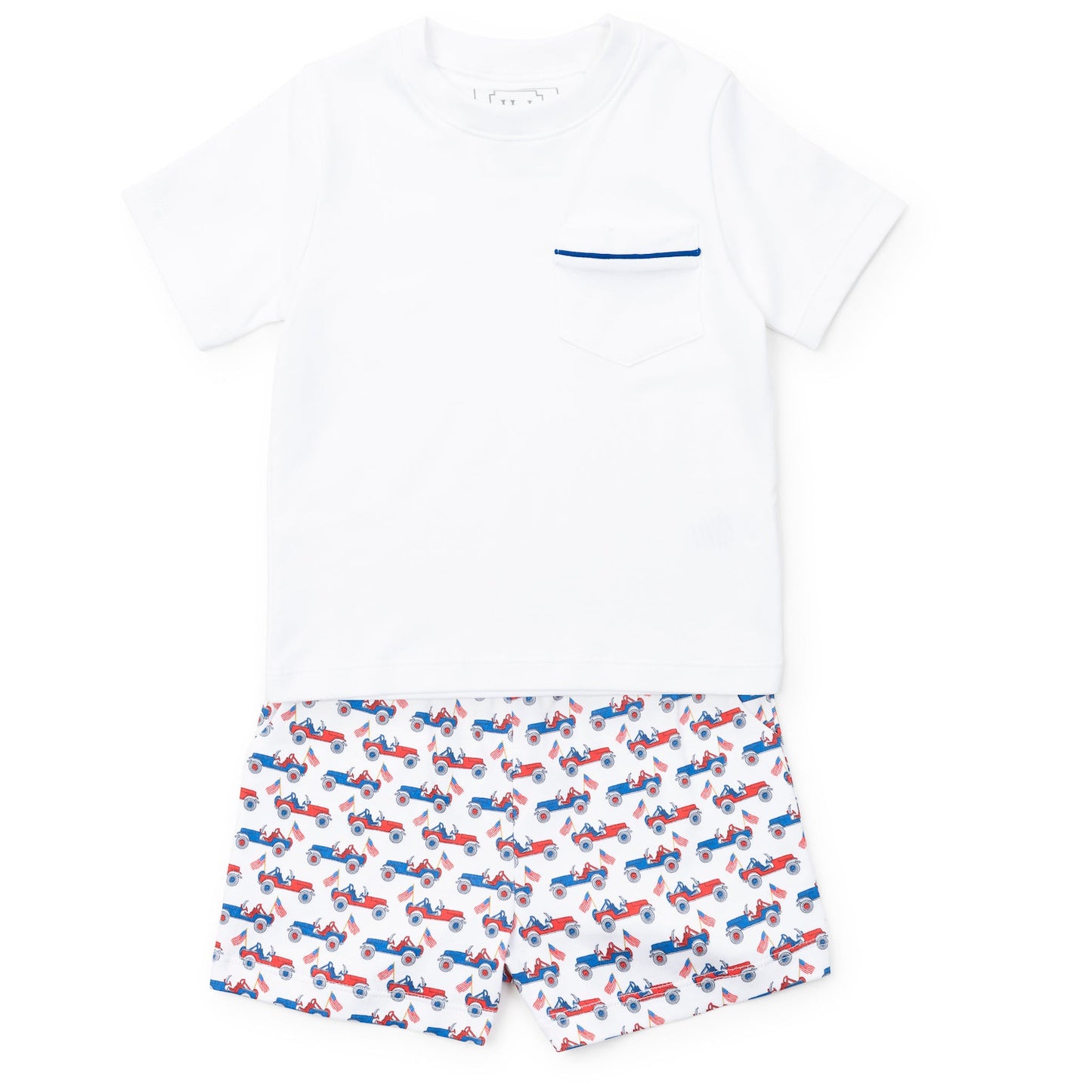 Lila & Hayes Boys Walker Shorts Set - Patriotic Jeeps by Lila & Hayes