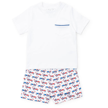 Lila & Hayes Boys Walker Shorts Set - Patriotic Jeeps by Lila & Hayes