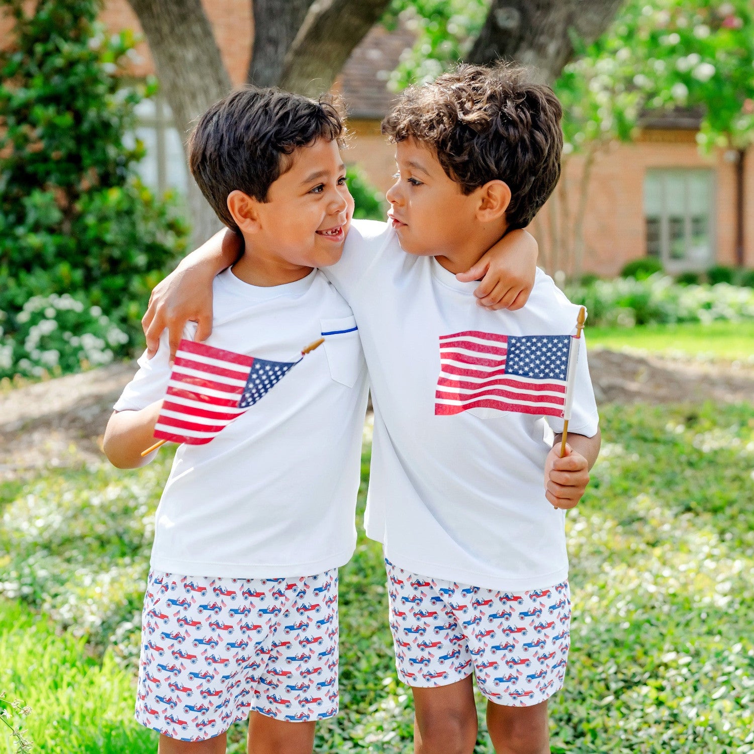 Lila & Hayes Boys Walker Shorts Set - Patriotic Jeeps