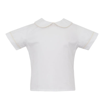 Petit Bebe Boys White Poplin Cross Shortall with White Poplin Shirt by Petit Bebe