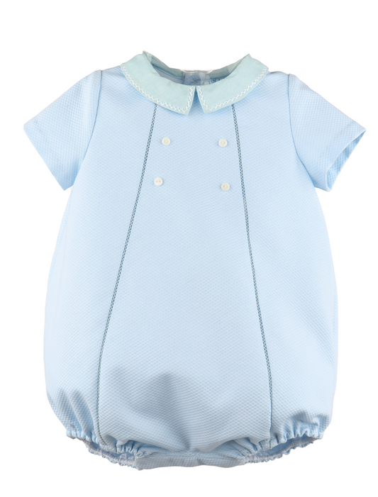 Luli & Me Boys Blue Pique Randal Bubble by Luli & Me