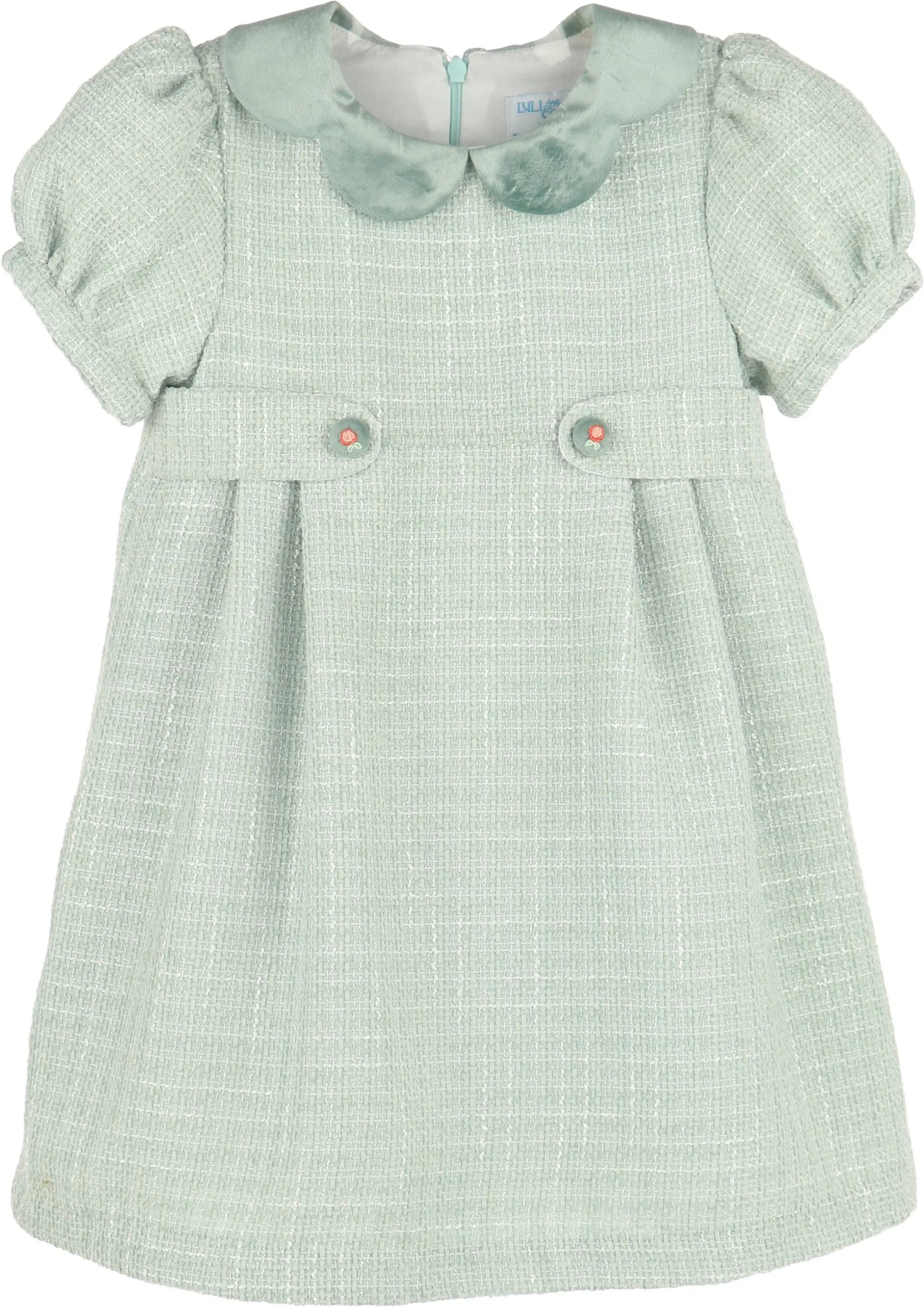 Luli & Me Girls Green Chanel Dress