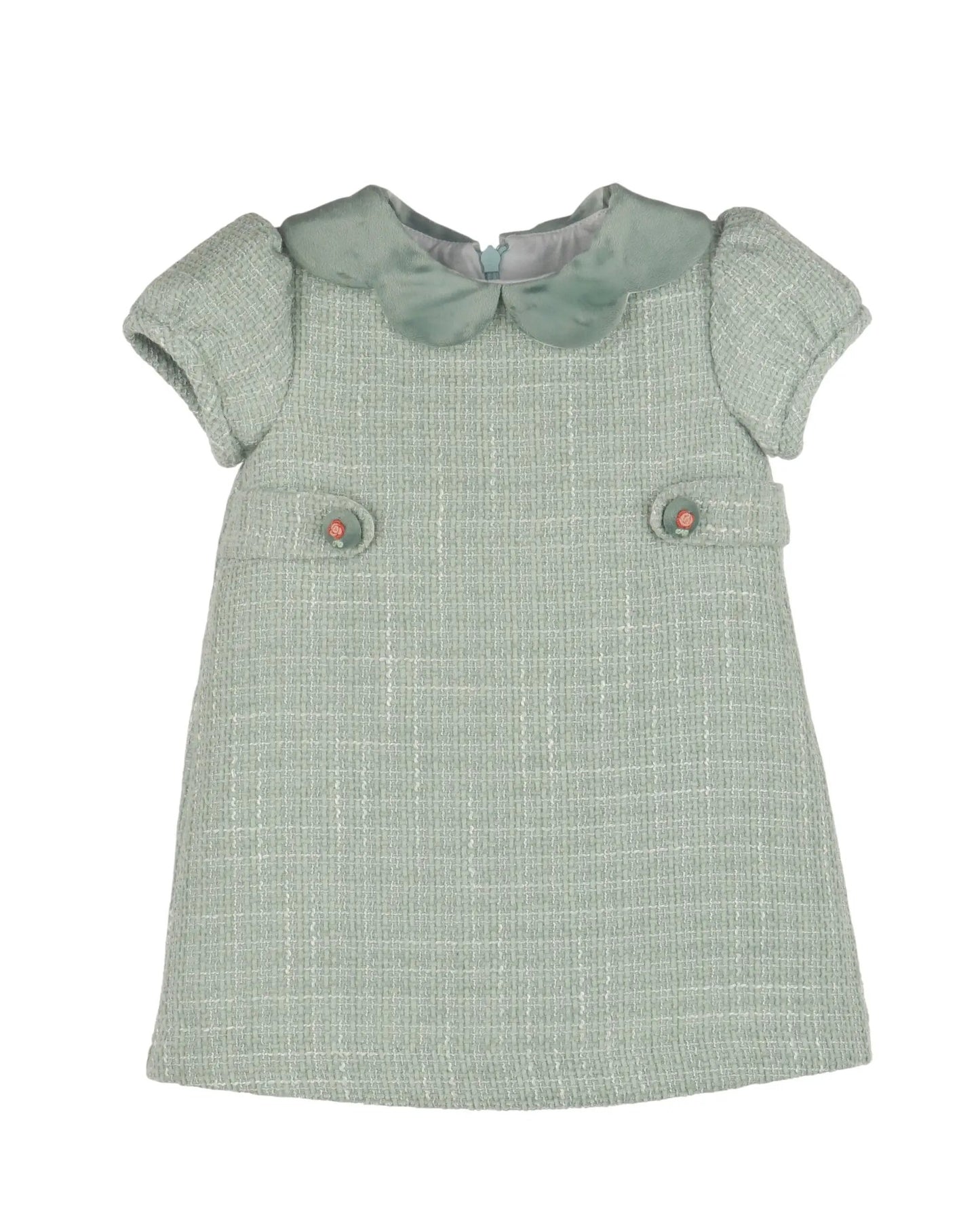 Luli & Me Girls Green Chanel A-Line Dress by Luli & Me