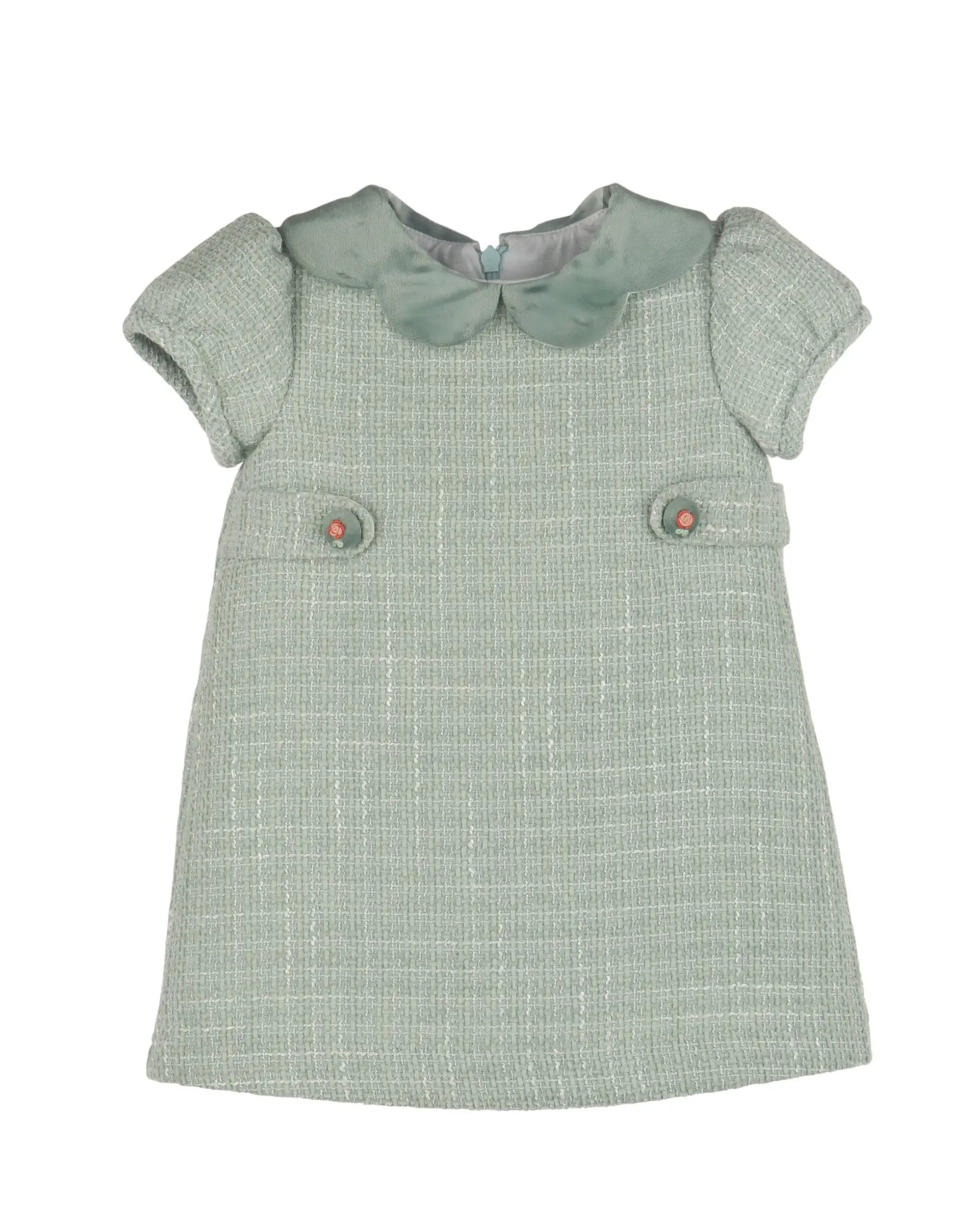 Luli & Me Girls Green Chanel A-Line Dress