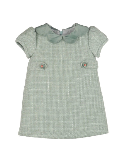 Luli & Me Girls Green Chanel A-Line Dress by Luli & Me