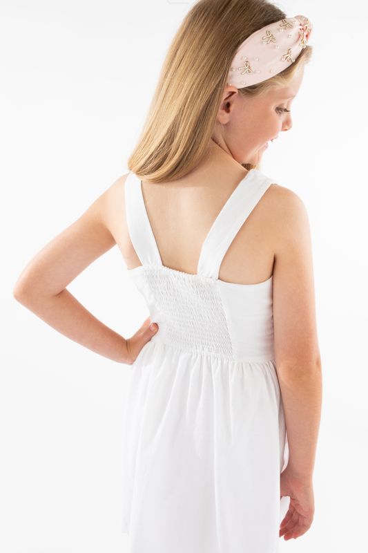 Luli & Me Girls Sleeveless Willow Pleated Dress - White