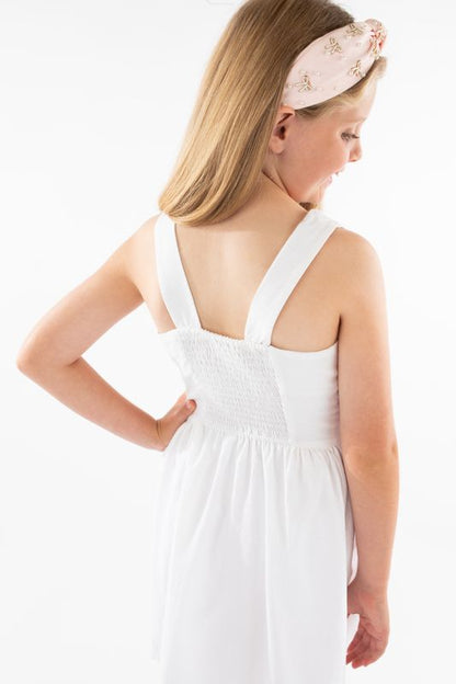 Luli & Me Girls Willow Pleated Dress - White by Luli & Me