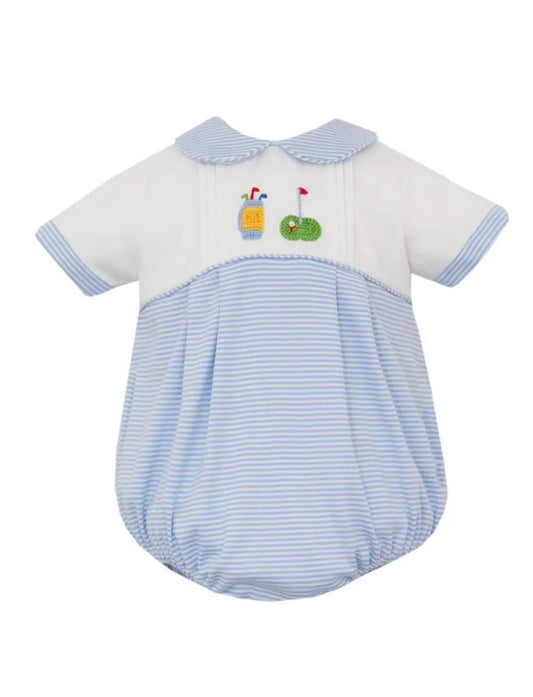 Petit Bebe Knits Boys Blue Stripe Knit Bubble - Golf Bag by Petit Bebe